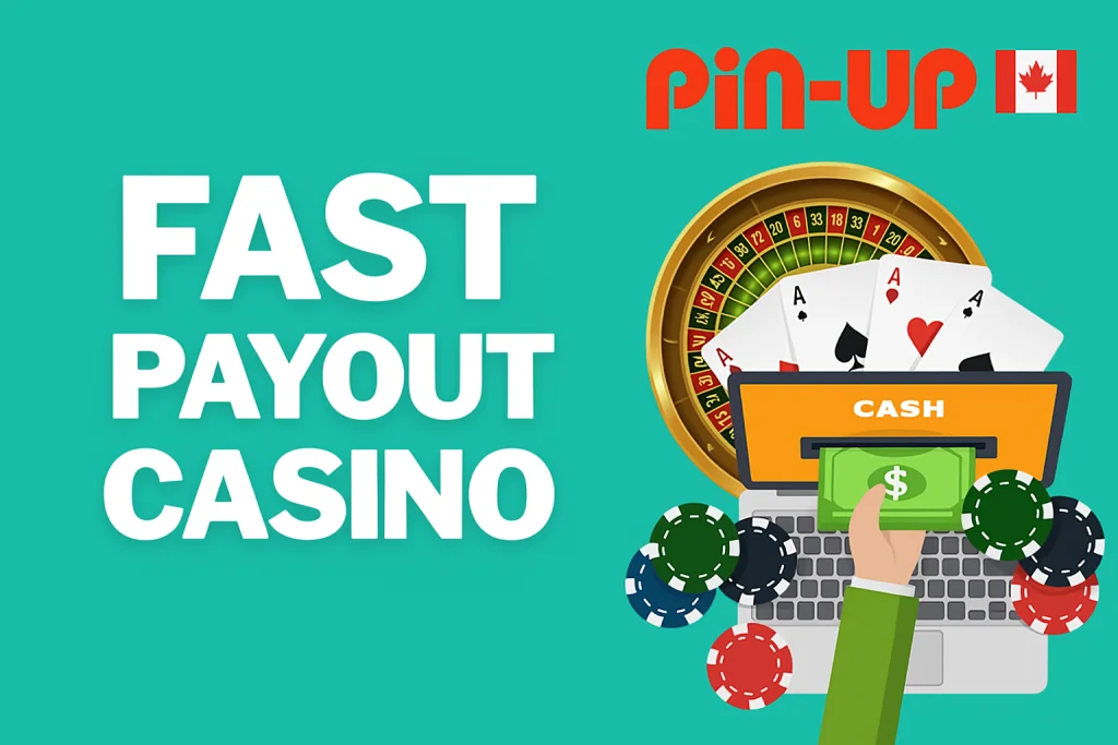 Pin Up Casino Canada - Fast Payout Casino with turquoise background